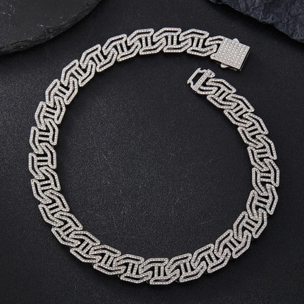 Iced Out Hip Hop Greek Link Chain